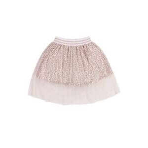 NEW EMC girl's glitter tulle chiffon leopard skirt in white/gold